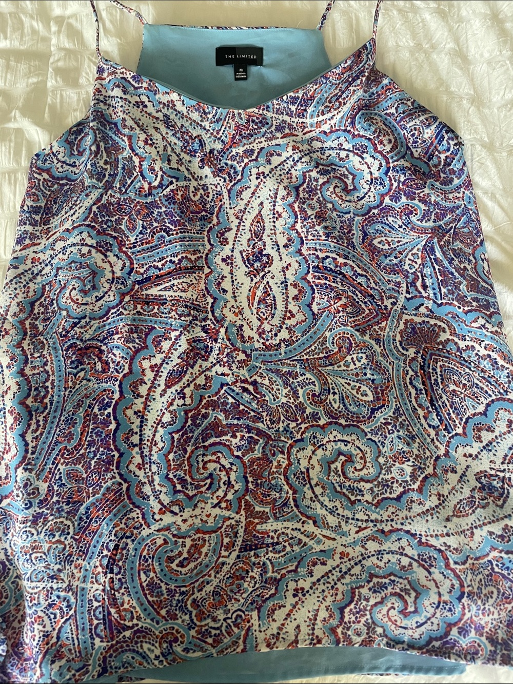 The Limited Paisley Satin Cami - Blue, Purple & White